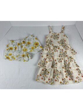 Lot of 2 Girls Size XS Clothes Old Navy Floral Ruffle Dress Sunflower Shorts